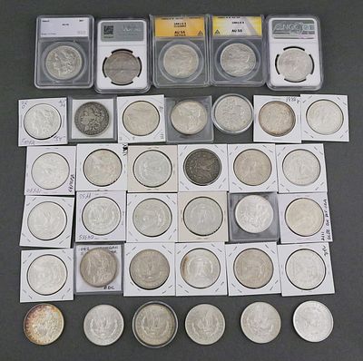 (36) Morgan Silver Dollars. Collection of 36 Morgan silver dollars, dated 1880&acirc;€“1889. Mint 