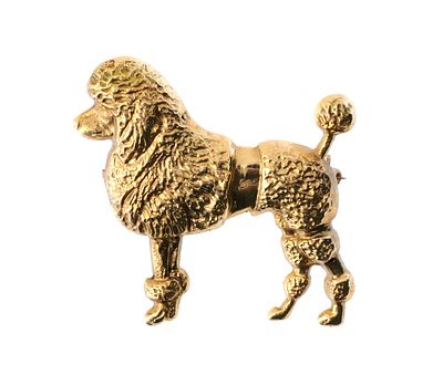 14K Gold Poodle Brooch Pin. Vintage 14K yellow gold poodle brooch or pin. Measures approximately 