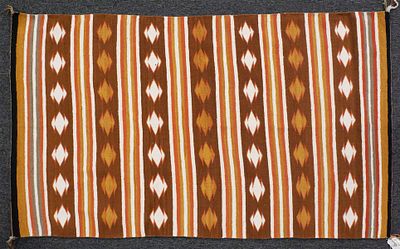 Chinle Navajo Rug. Handwoven wool rug in the Chinle regional style, featuring alternating bands 