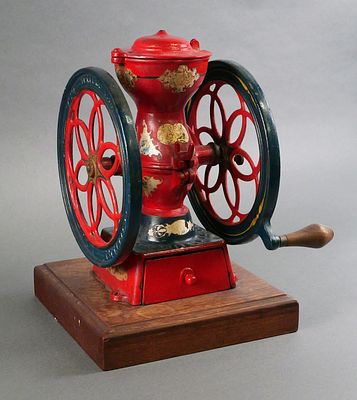 Enterprise Coffee Grinder. Antique Enterprise Mfg Co. cast iron coffee grinder. Pivot lid 