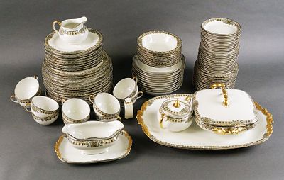 96 Pcs Jean Pouyat Limoges Dinner Service. Large set of Jean Pouyat (French, early 20th century) 