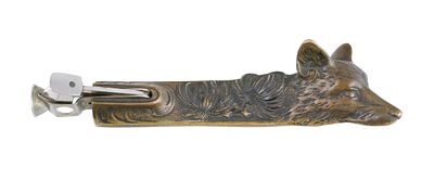 Austrian Bronze Figural Cigar Cutter. Cast bronze late 19th or early 20th century cigar cutter 