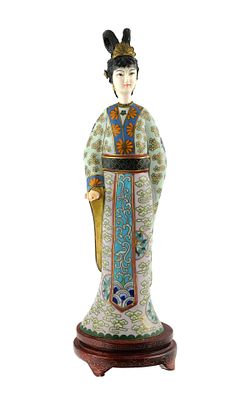 Chinese Cloisonne & Ivory Woman Figure. Chinese cloisonne &amp; carved ivory woman figure. 