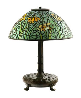 Tiffany Studios, Table Lamp, Daffodil Shade. Tiffany Studios Daffodil leaded glass shade on a 