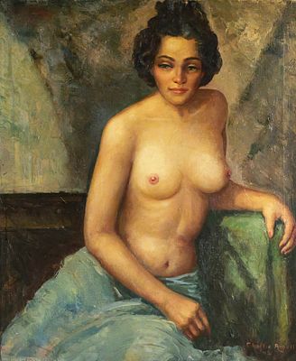 Charles ARGALL, Female Nude Portrait 0/C. Charles Argall, (American, 1892-1960). Oil on canvas 