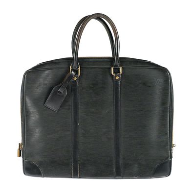 Louis Vuitton Epi Leather Porte Document Briefcase. Louis Vuitton Black Epi Leather Porte 