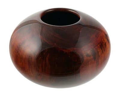 MATT MOULTHROP Cherry Laurel Vessel. Turned wood bowl or vase, Cherry Laurel, #217-051. Signed 
