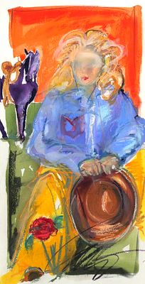 CARRIE FELL, Orig Watercolor, "Red Rose". Carrie Fell (American, b. 1962), Western Impressionism 