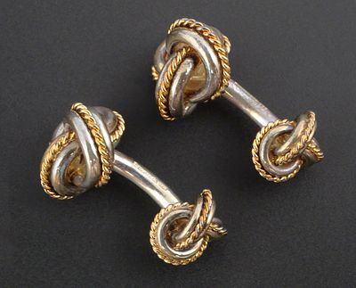Tiffany & Co. 18k Gold & Sterling Cufflinks. Stunning pair of signed Tiffany &amp; Co. 925/750 