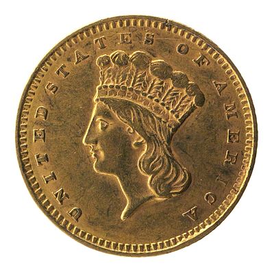 1857 U.S. Gold $1 Coin. One dollar United States gold coin, 1857. Good detail, estimated to be 