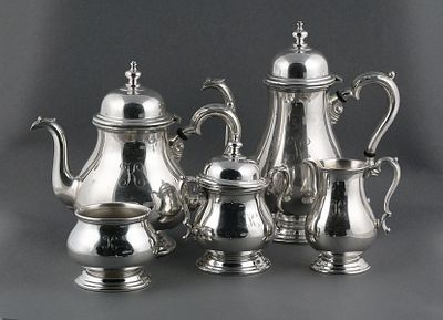 5 pcs Sterling Silver Tea & Coffee Set. International Silver, Kenilworth pattern. Includes 