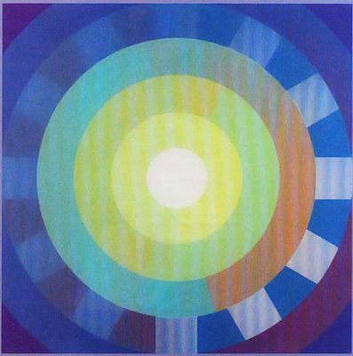 AGAM Morning Light Lenticular Art. Agamograph, a lithographic image through a lenticular lens 