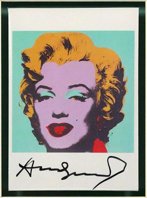 ANDY WARHOL Signed Marilyn Monroe Print. Matted and framed print, signed on bottom border by 