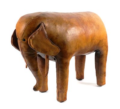 Vintage Leather Elephant Footstool Dimitri Omersa. Vintage leather elephant ottoman footstool 