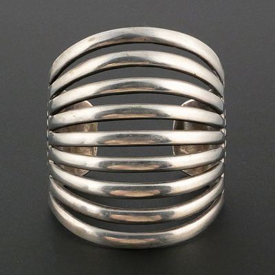 ALLEN KEE Sterling Cuff Bracelet. Allen Kee, Navajo, vintage Native American Indian designer 925 
