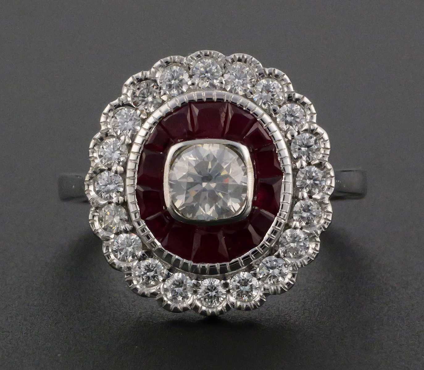 Oscar Friedman 18K Gold Ruby Diamond Ring