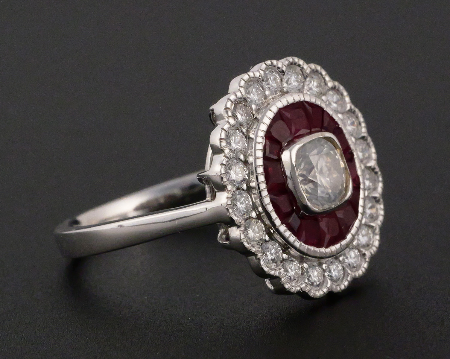 Oscar Friedman 18K Gold Ruby Diamond Ring