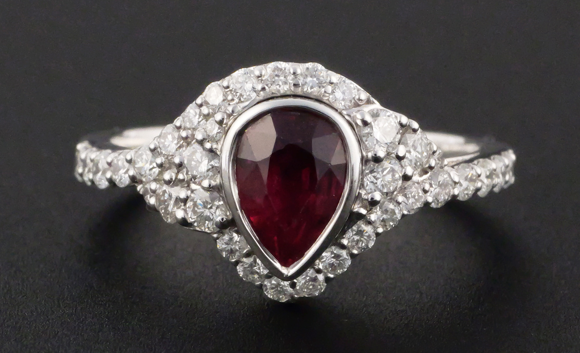 Karl Haas Platinum GIA Ruby Diamond Ring
