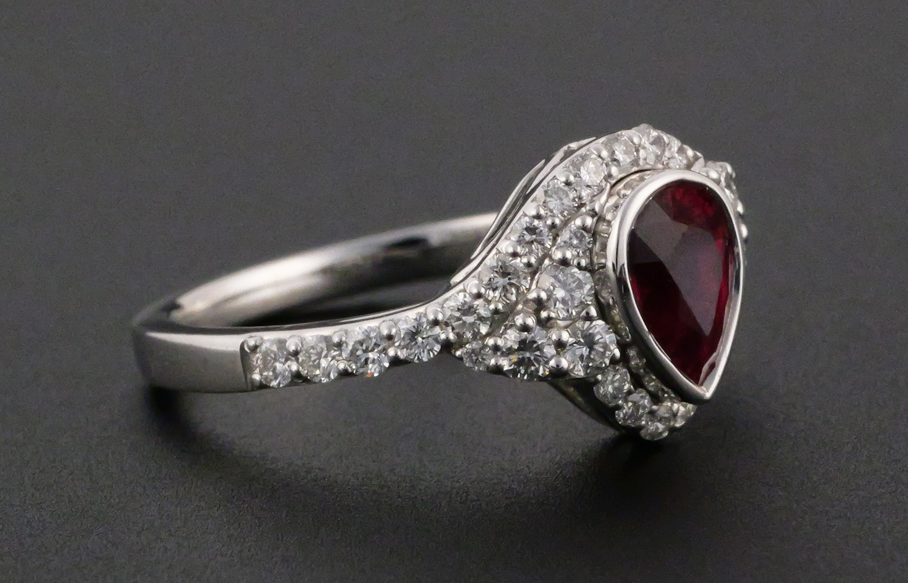 Karl Haas Platinum GIA Ruby Diamond Ring