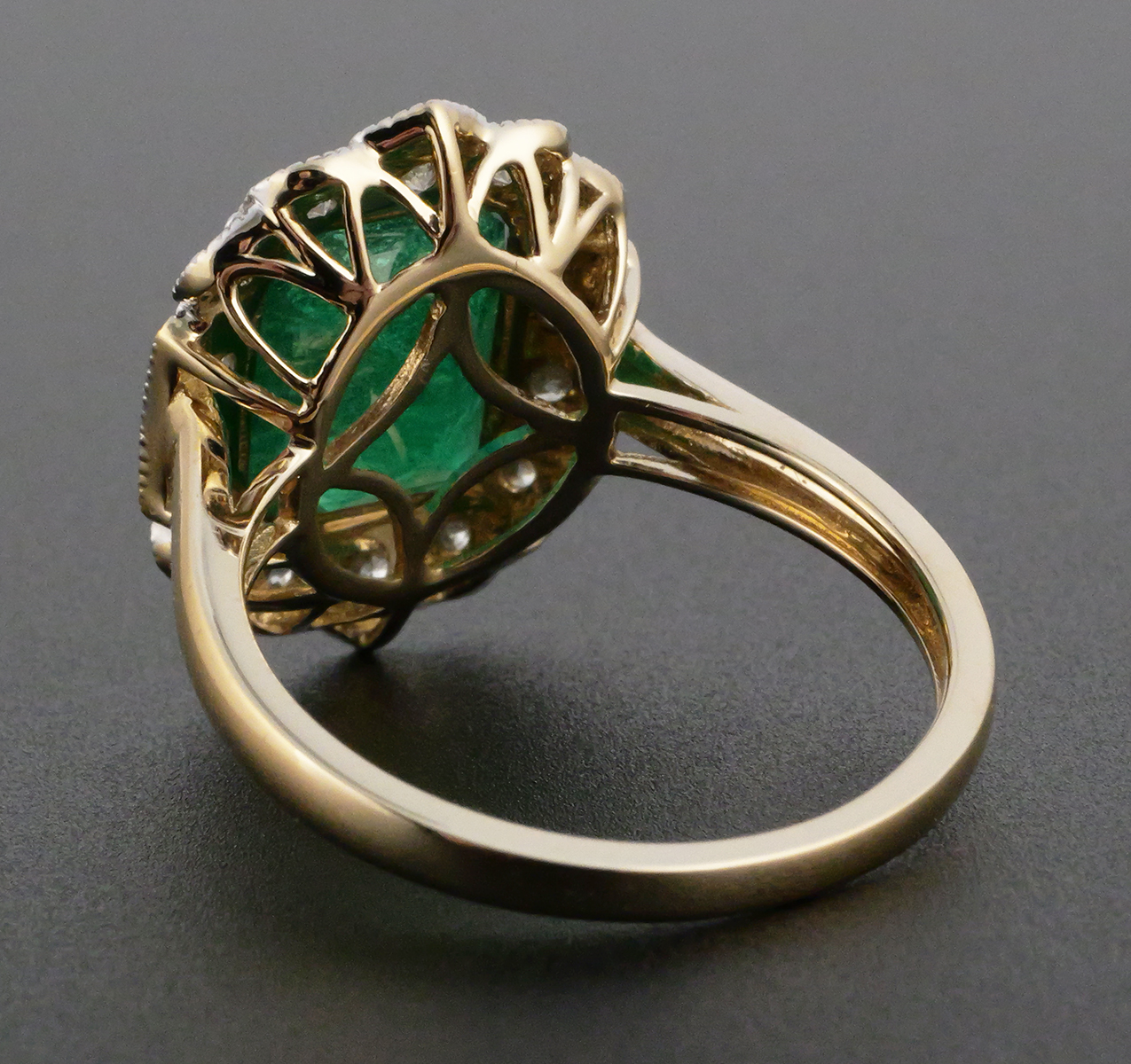 14K Two-Tone Gold Emerald Diamond Ring