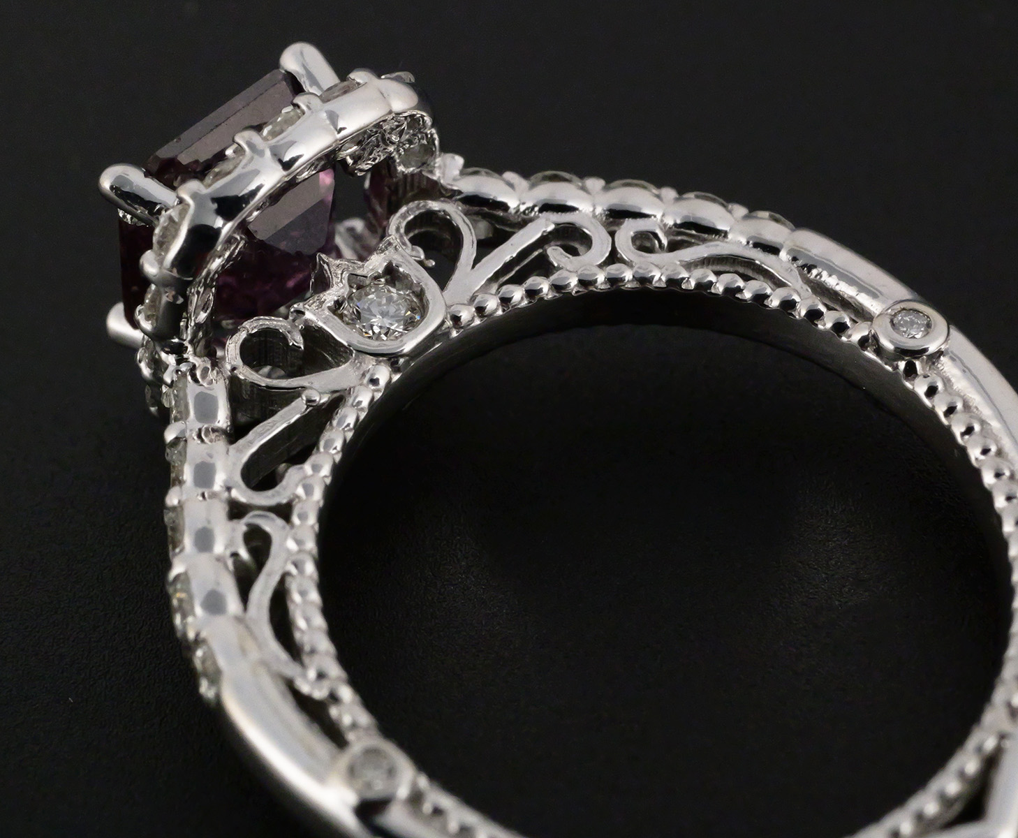 14K Gold Pink Sapphire Diamond Ring