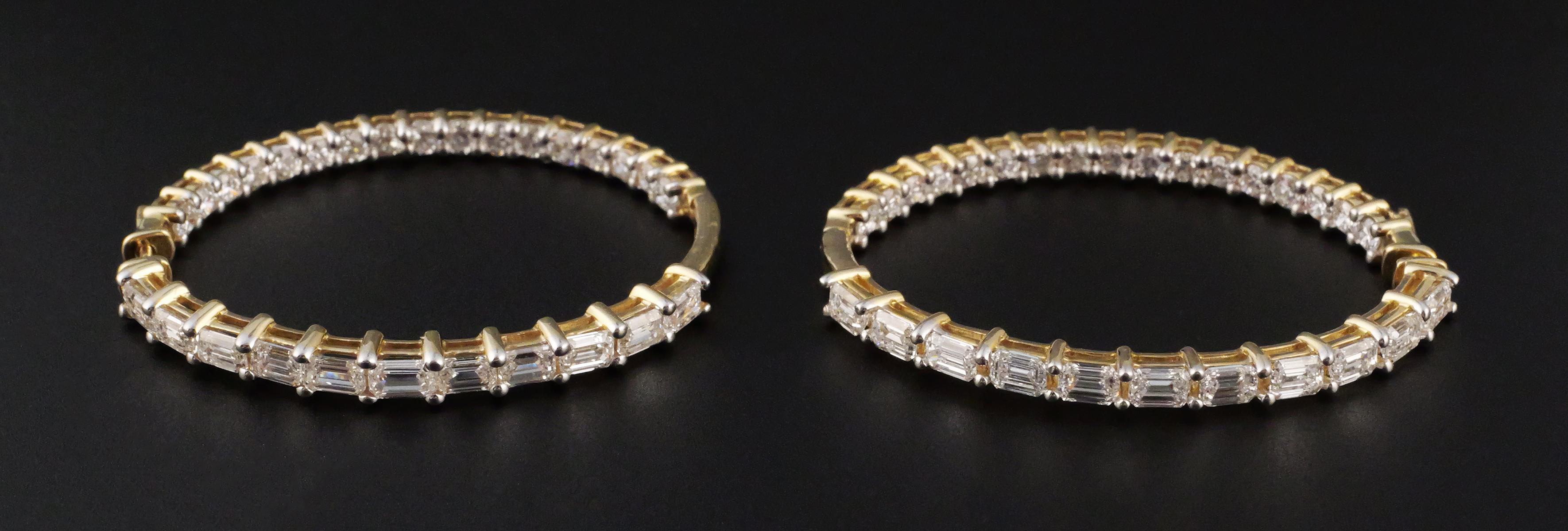 14K Gold Diamond Hoop Earrings