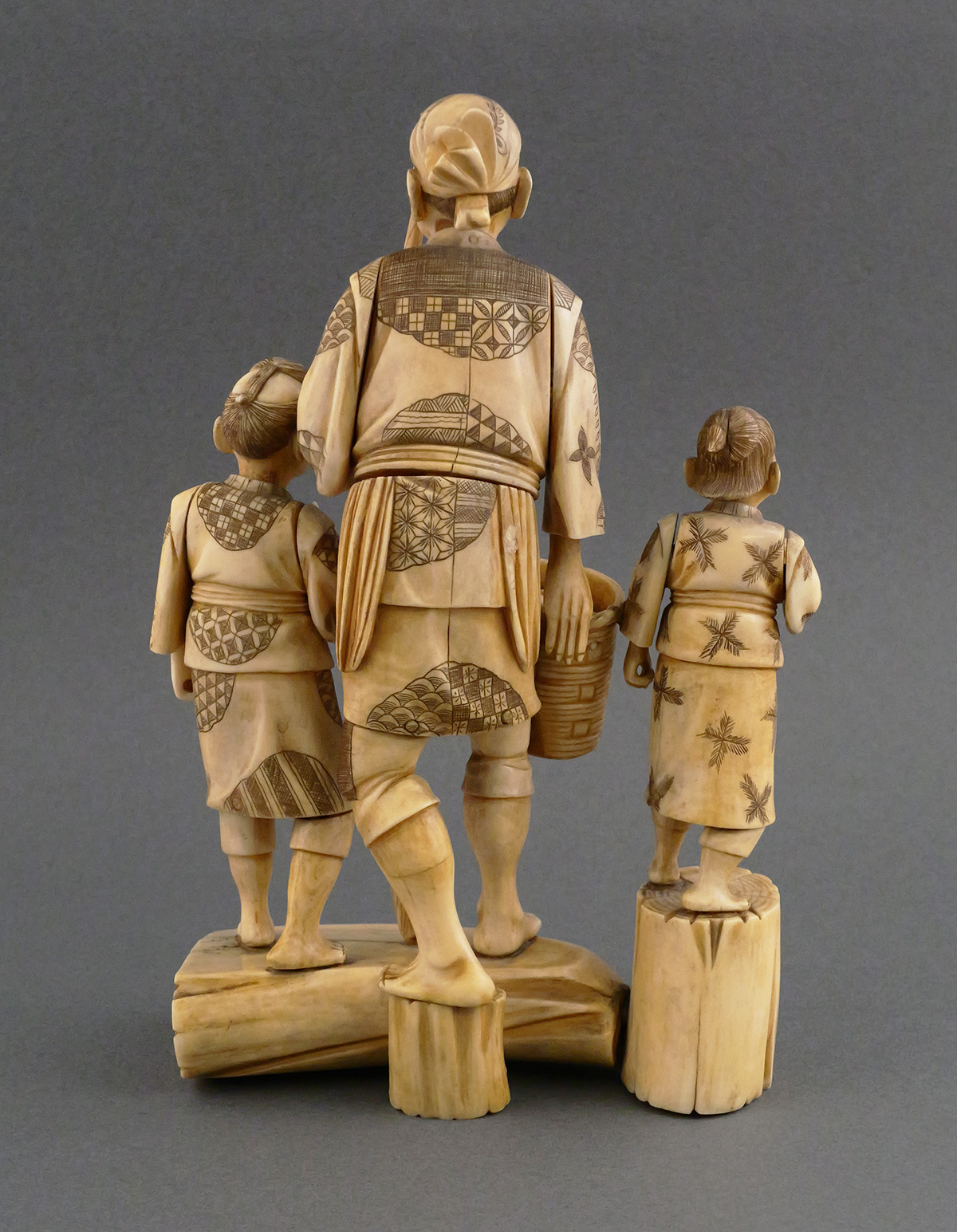 Antique Ivory Okimono Signed Sculpture