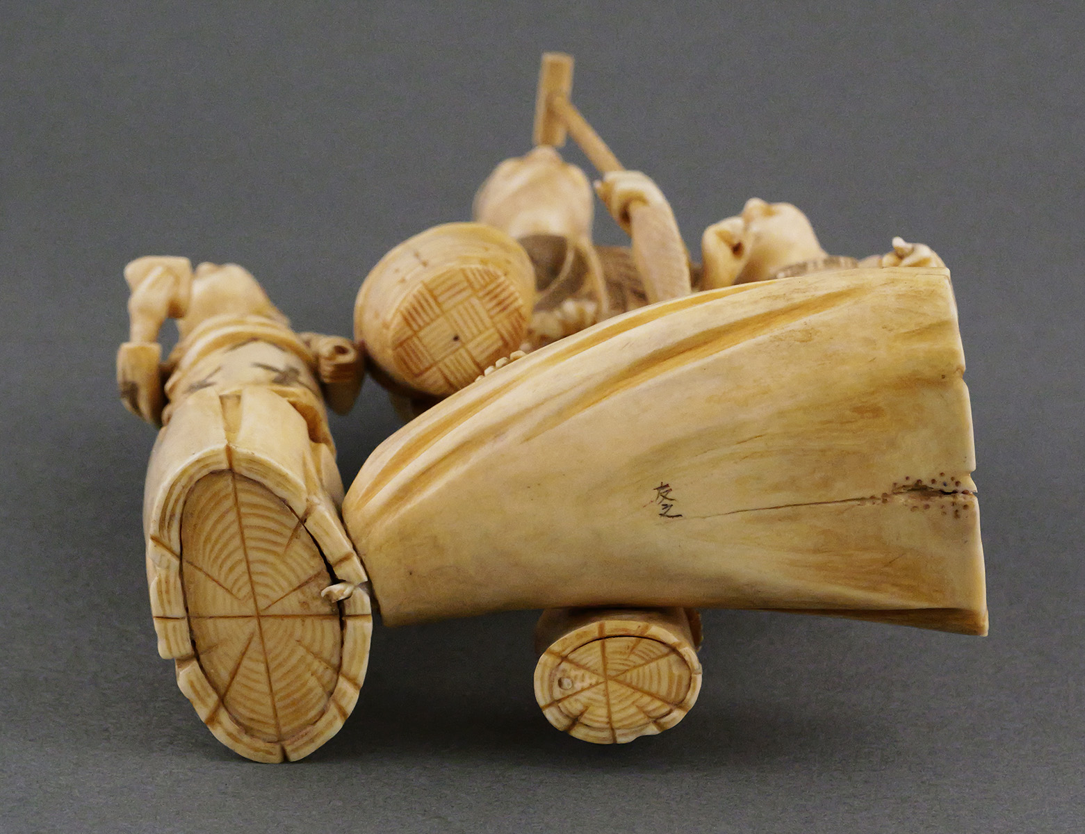 Antique Ivory Okimono Signed Sculpture