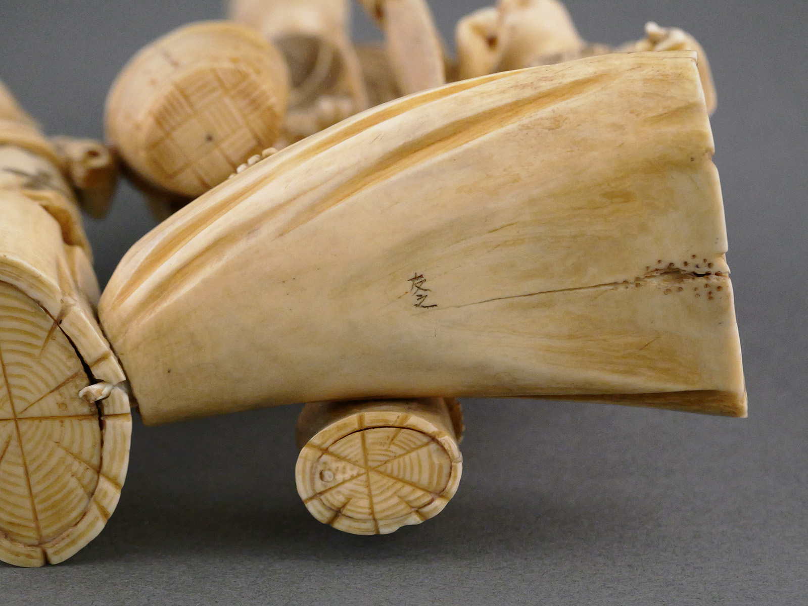 Antique Ivory Okimono Signed Sculpture