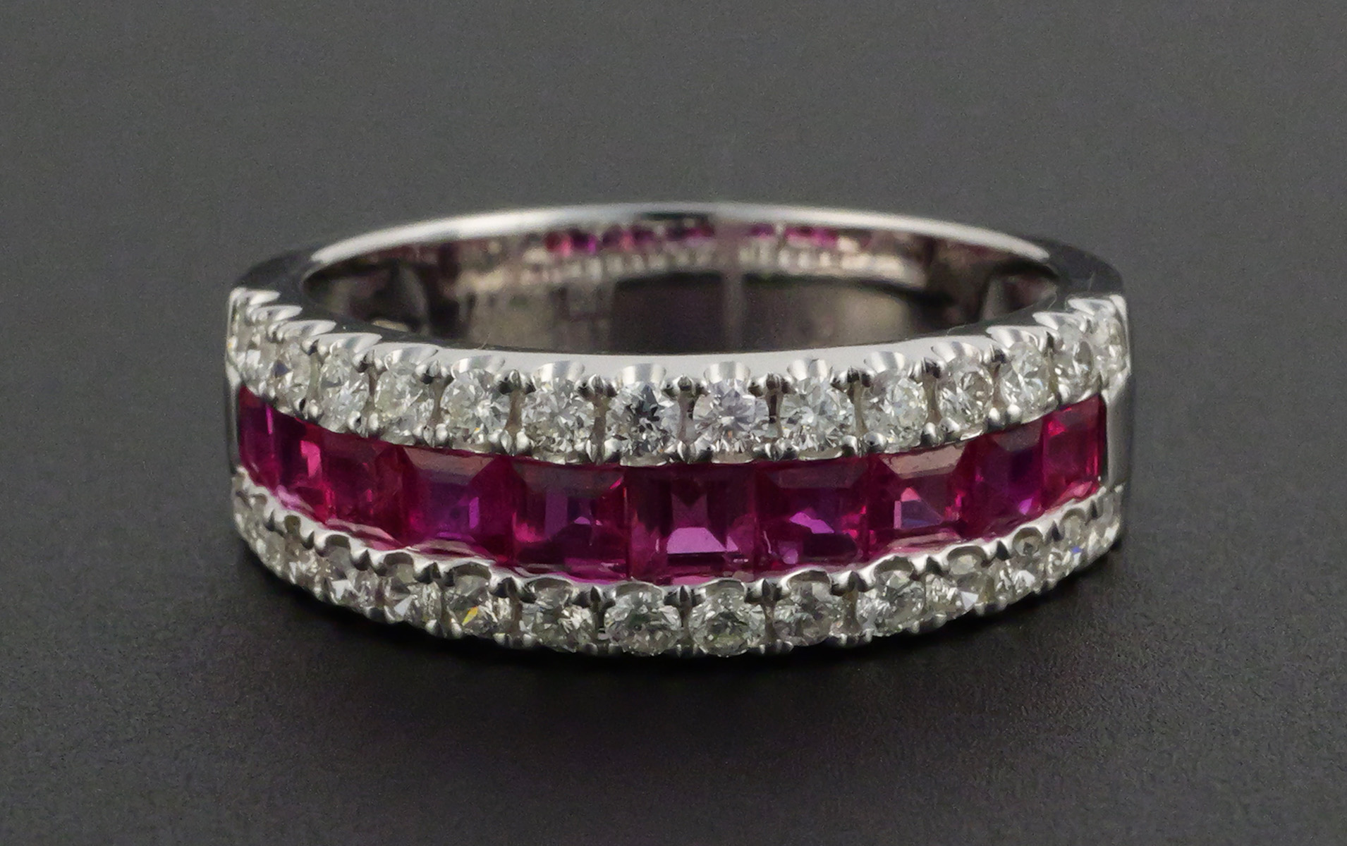 14K White Gold Ruby Diamond Ring