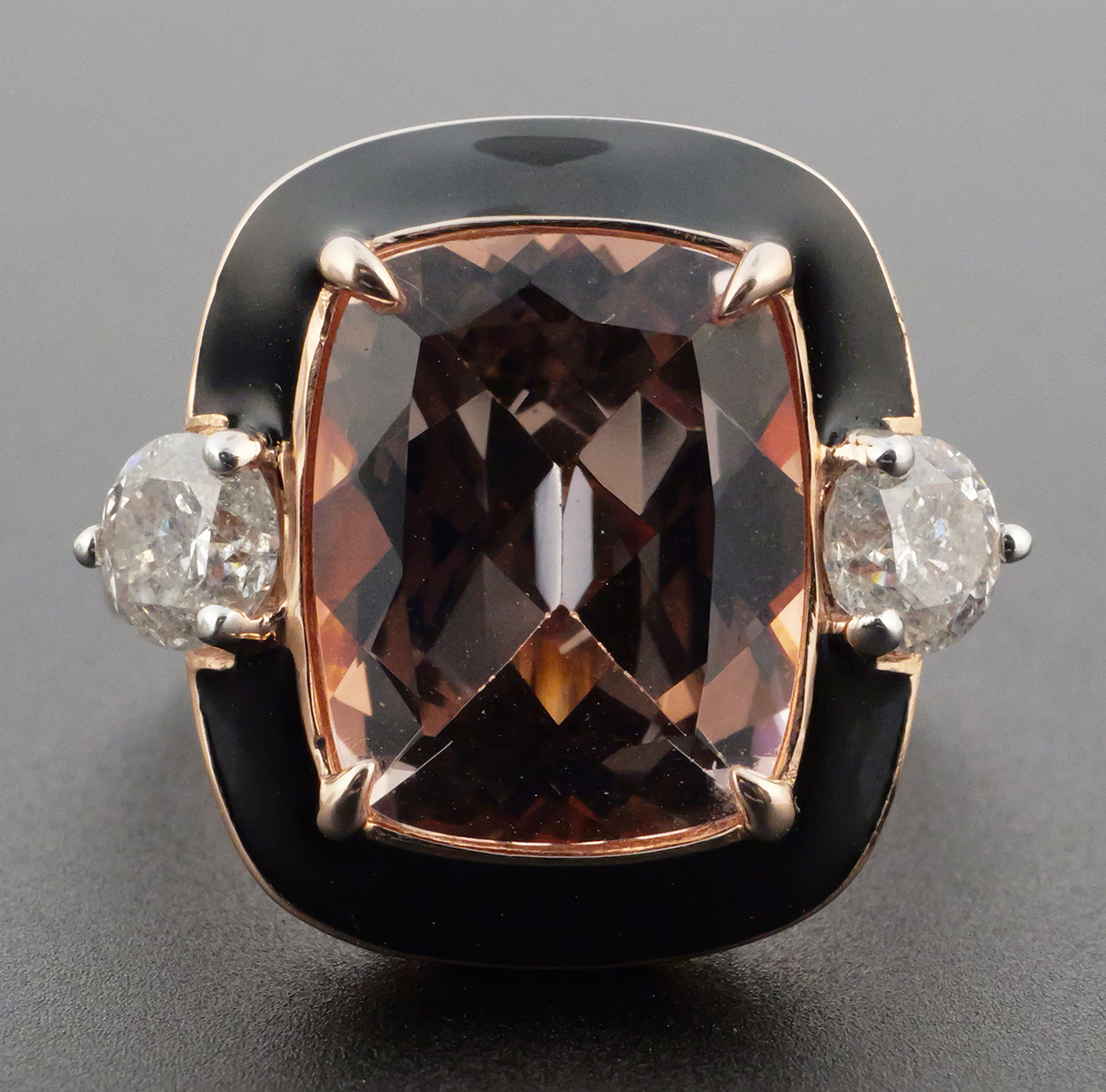 14K Gold Morganite & Diamond Ring