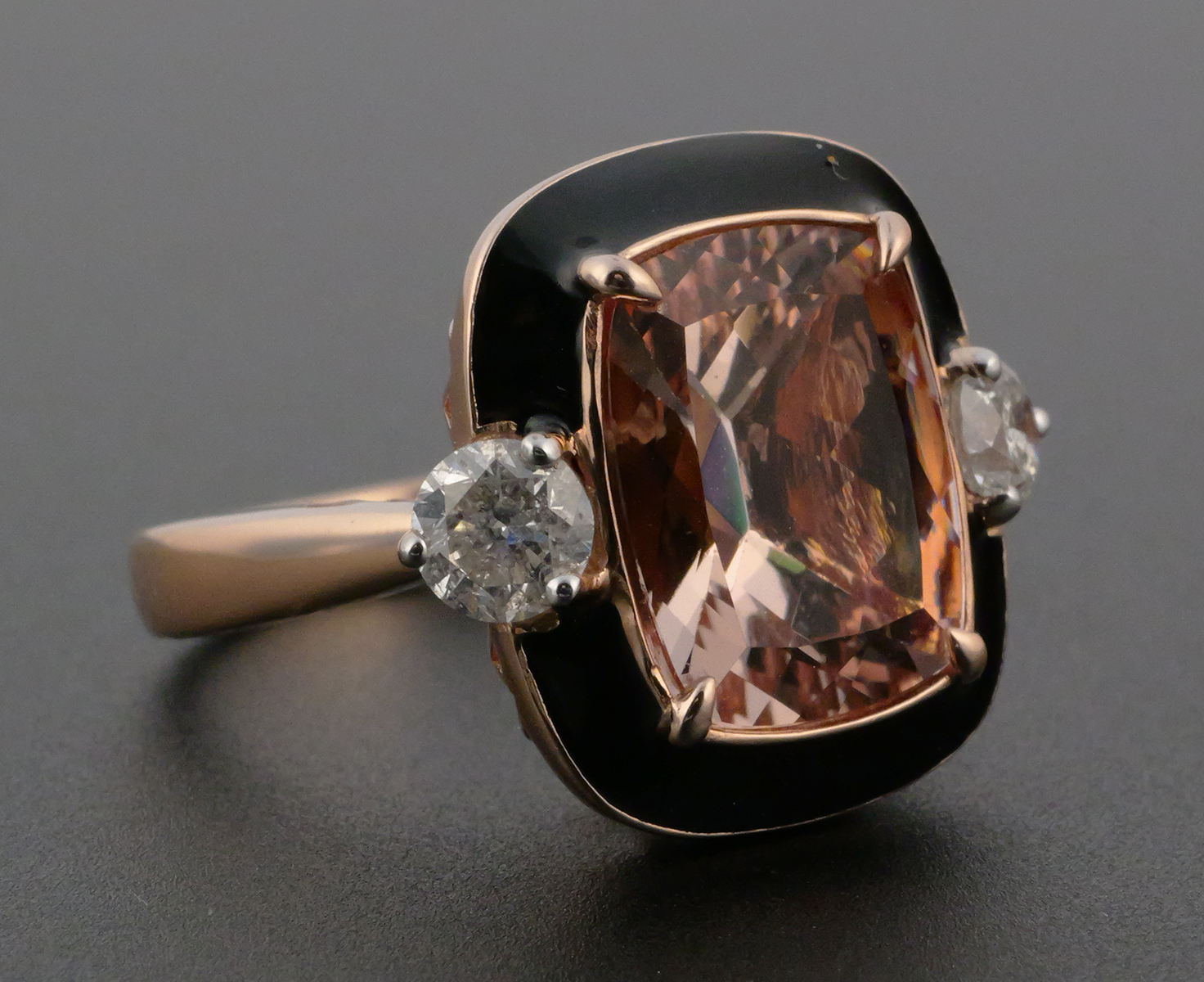 14K Gold Morganite & Diamond Ring