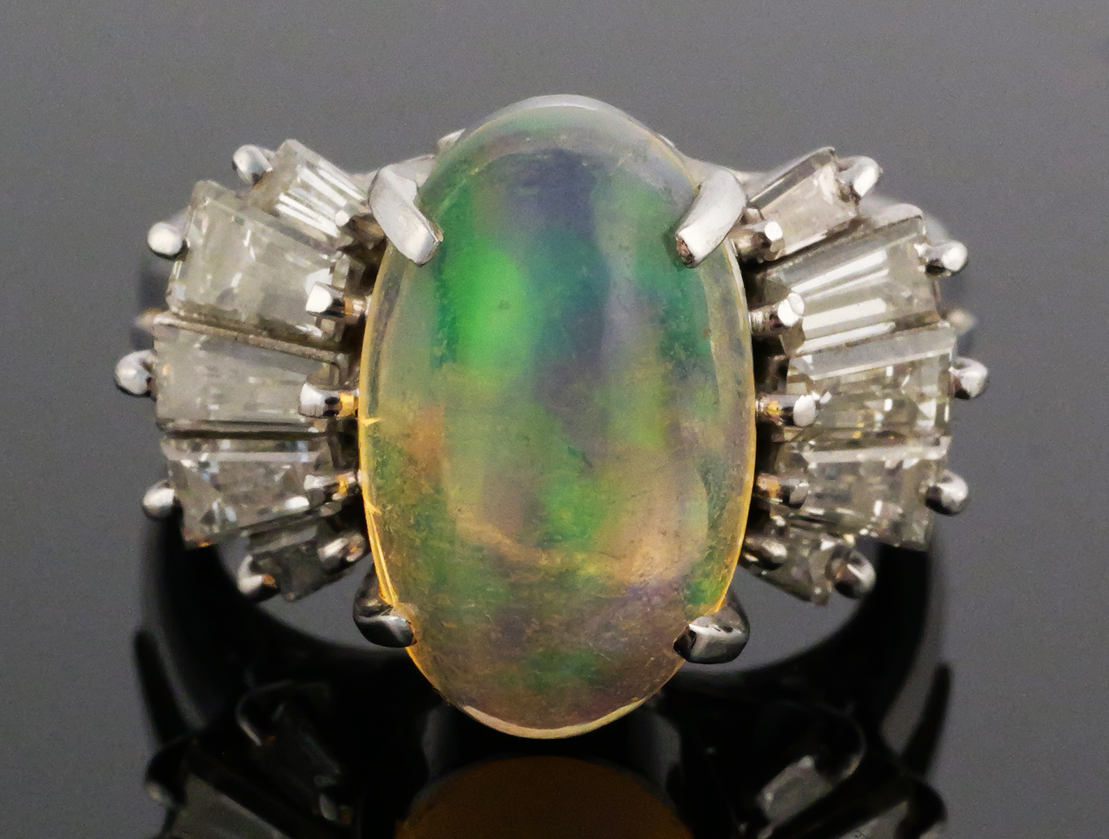 3.5 Ct. Opal & Diamonds Platinum Ring