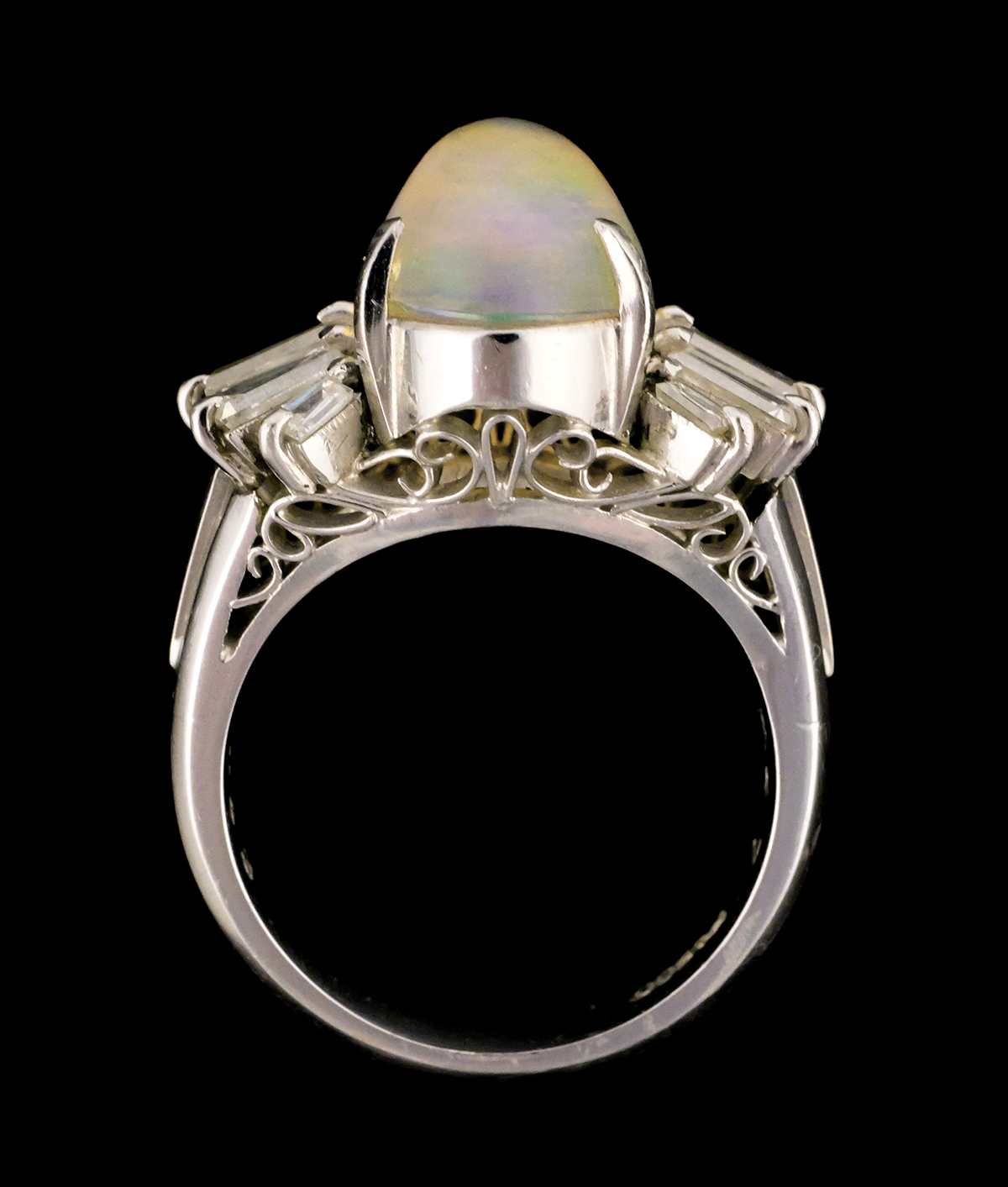 3.5 Ct. Opal & Diamonds Platinum Ring
