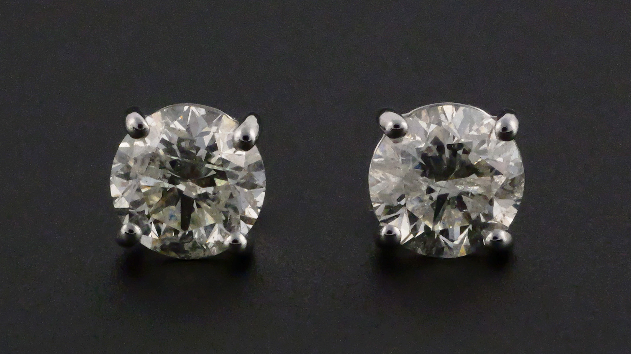 14K White Gold Diamond Solitaire Earrings