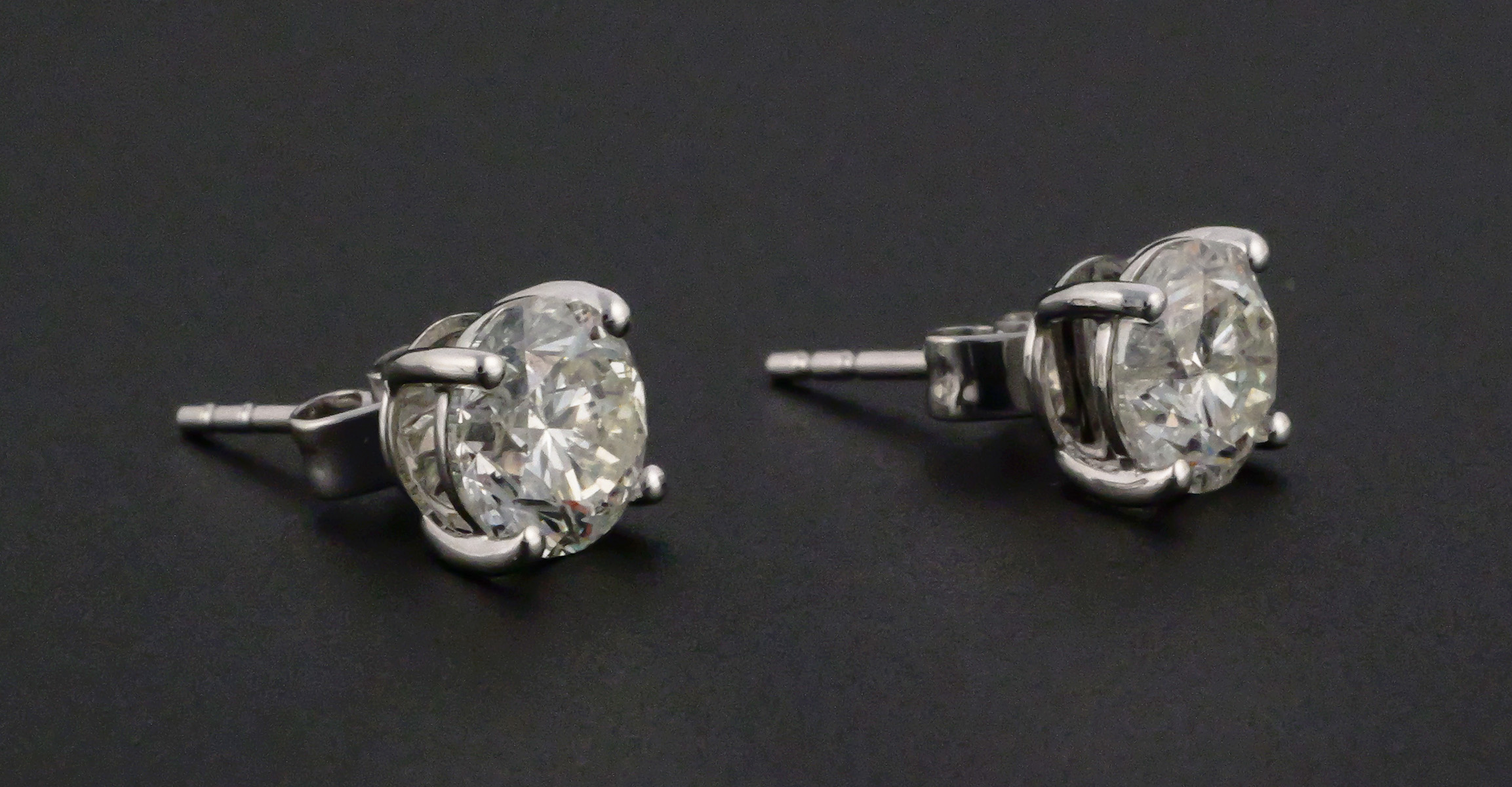 14K White Gold Diamond Solitaire Earrings