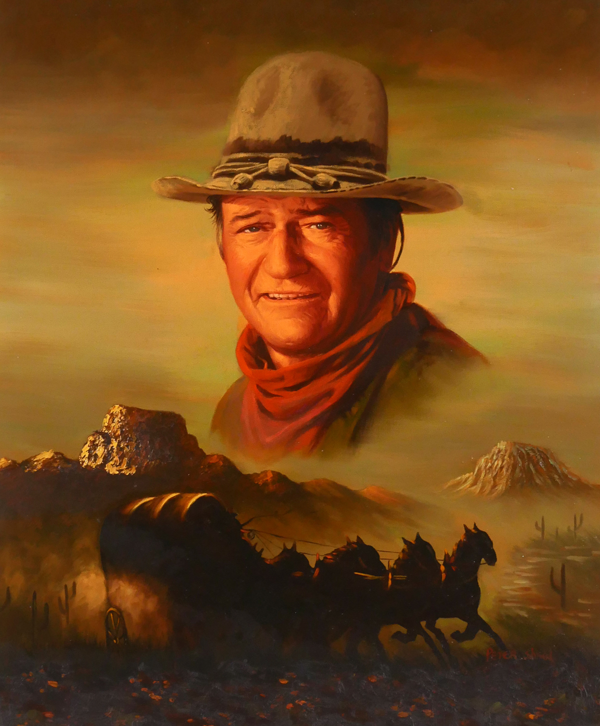 PETER SHINN, John Wayne Oil on Canvas