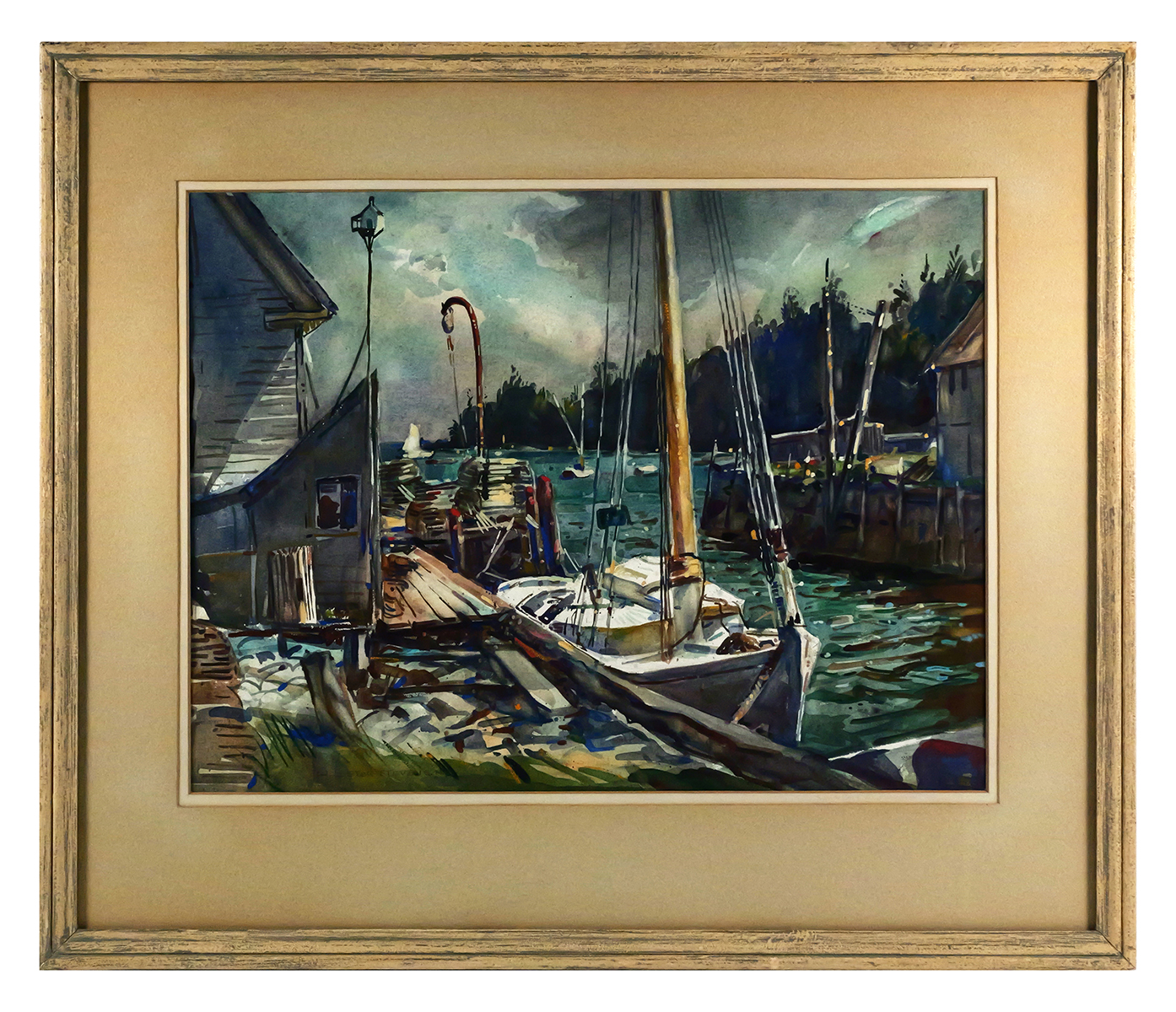 W. LESTER STEVENS Harbor Painting