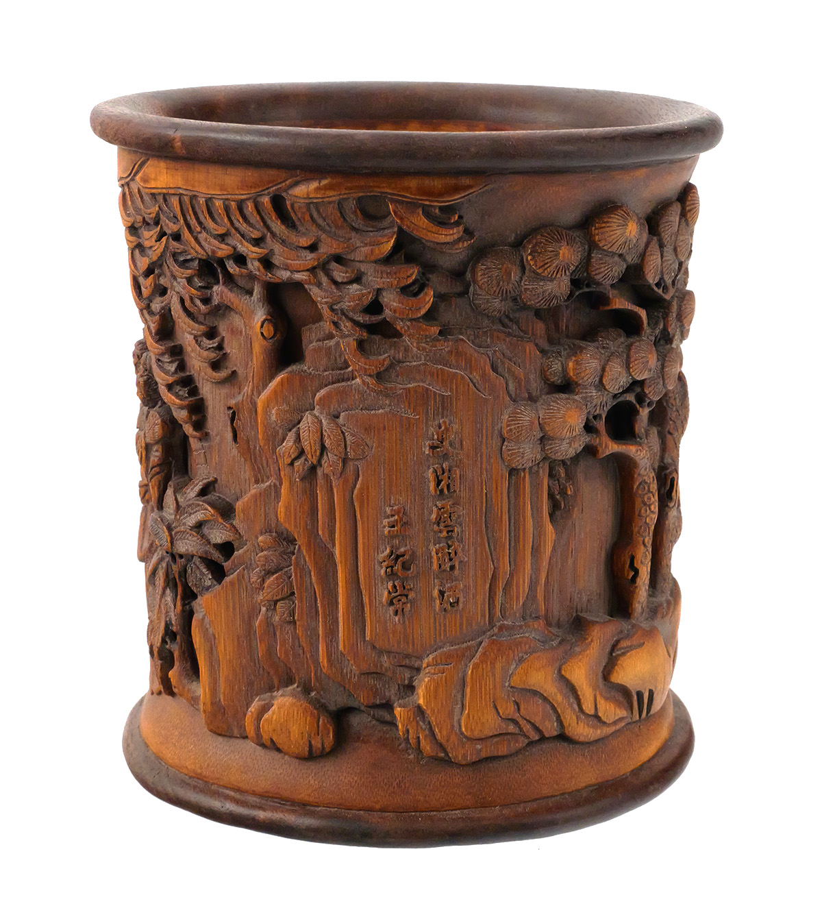 Antique Chinese Carved Bamboo Bitong Brush Pot