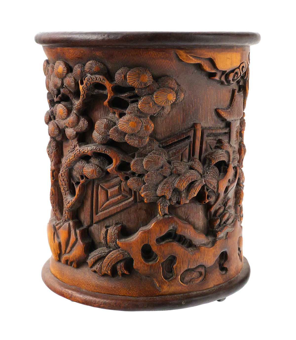 Antique Chinese Carved Bamboo Bitong Brush Pot
