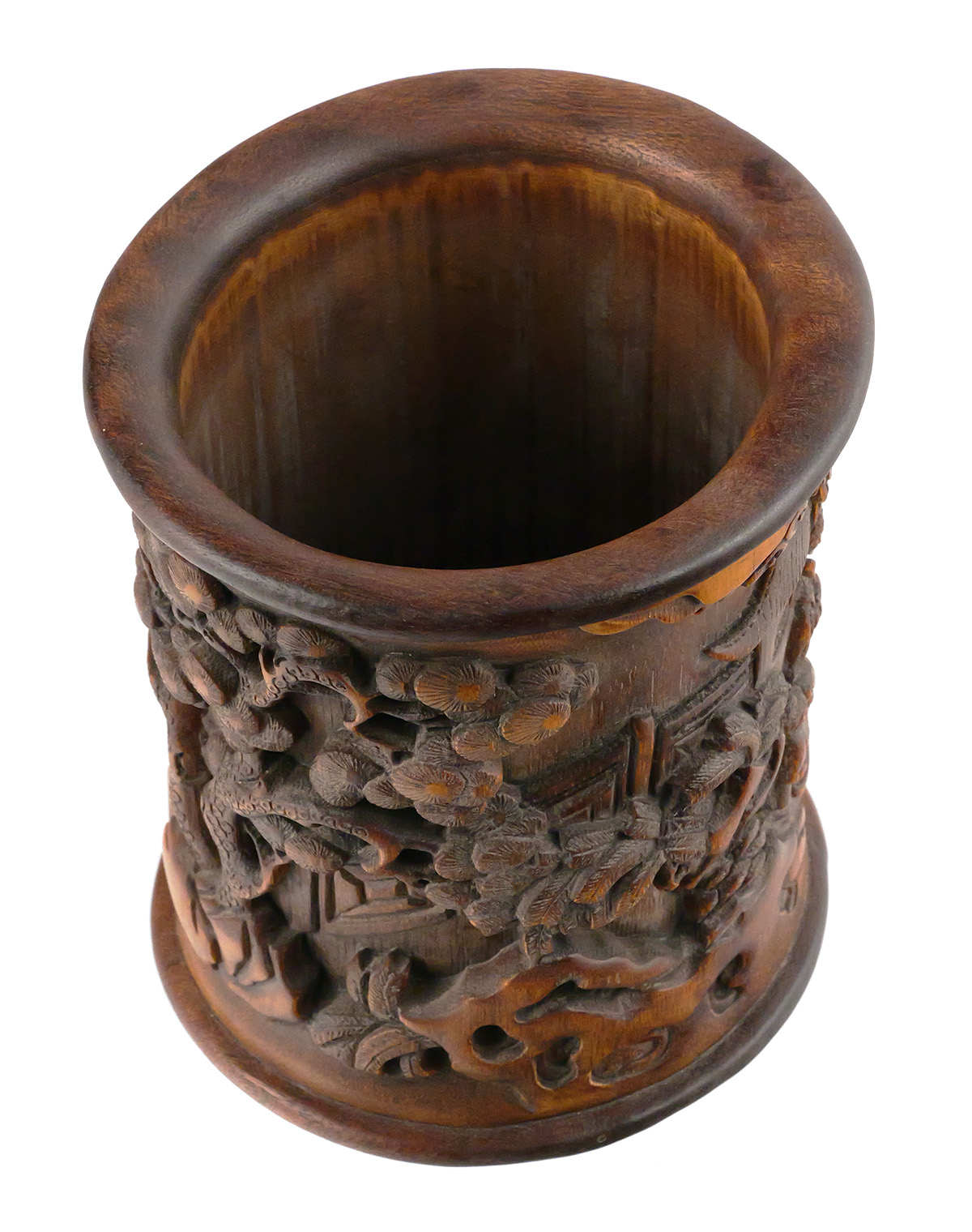 Antique Chinese Carved Bamboo Bitong Brush Pot