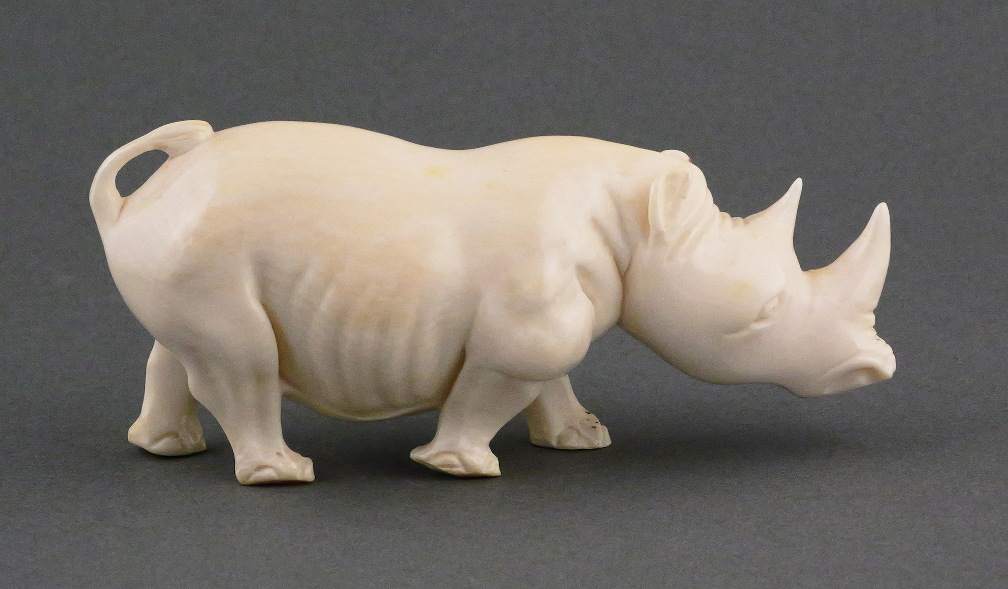 African Carved Ivory Rhinoceros Figure