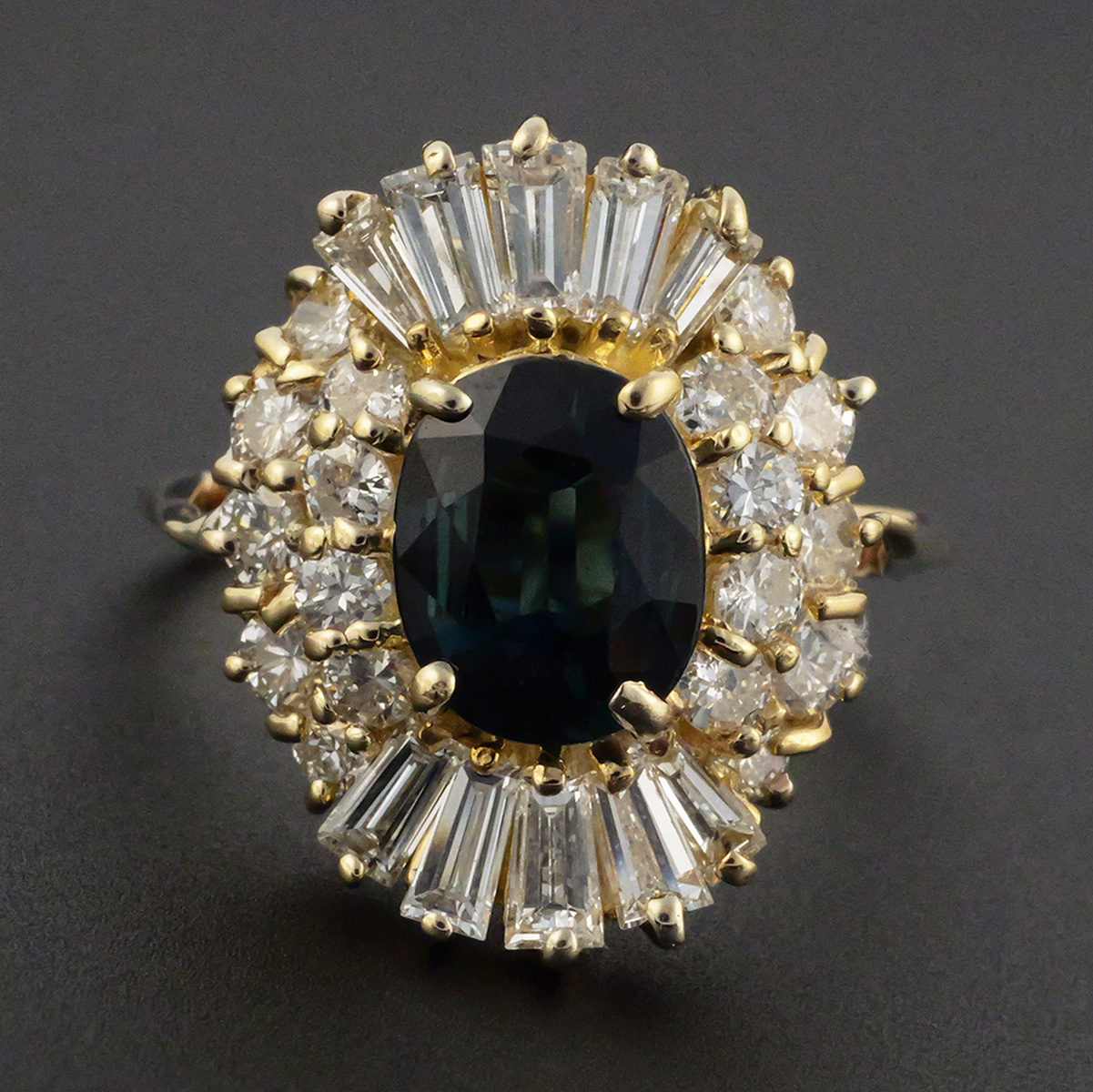 14K Gold Sapphire Diamond Ring