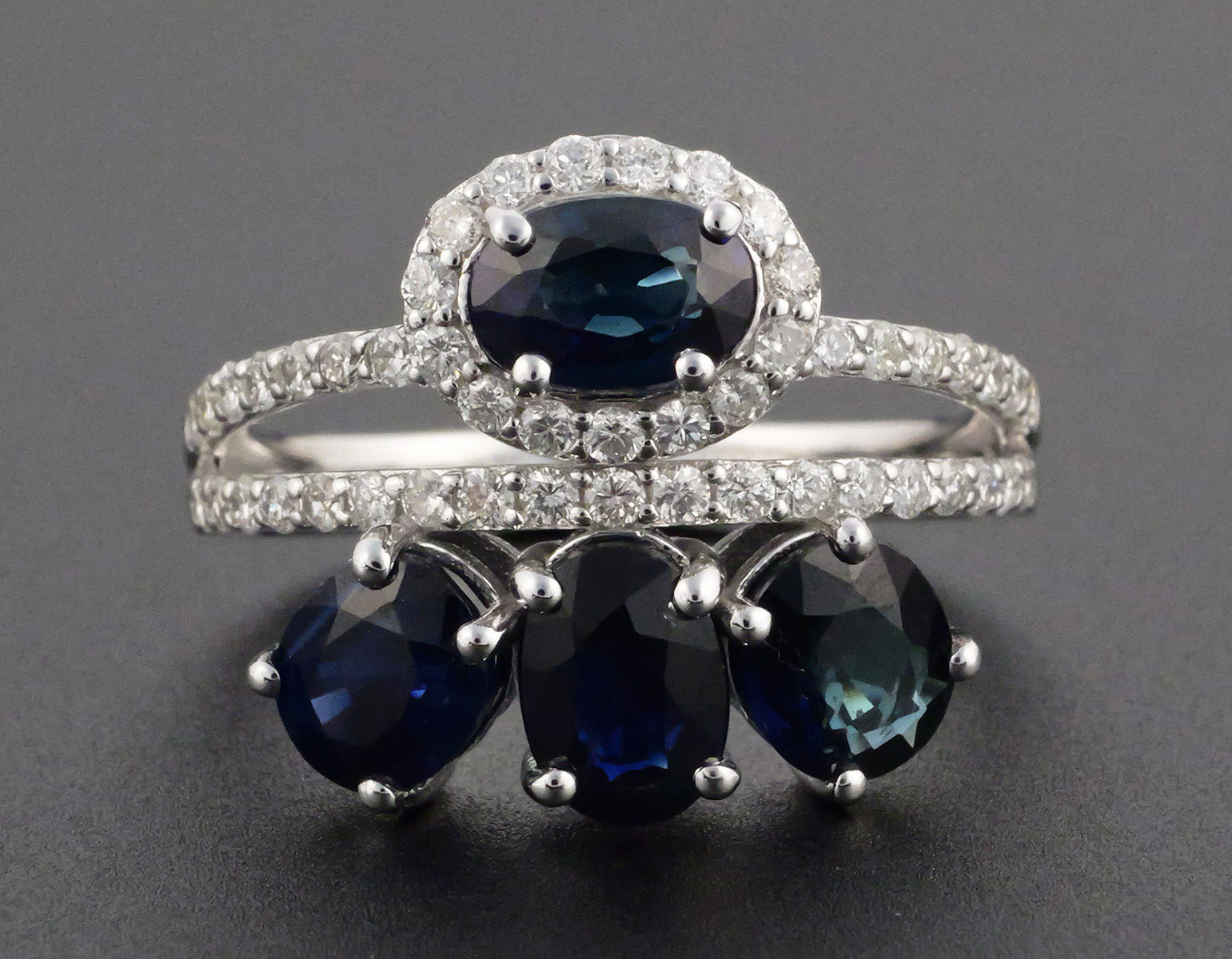 14K White Gold Sapphire Diamond Ring 3.67 CTW