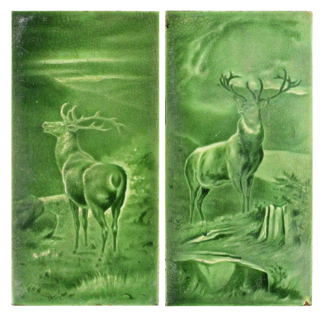Pair Sherwin & Cotton Tiles Highland Stag Deer