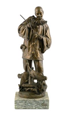 Ernest Wante Pierrot & Duck Bronze. Bronze sculpture after Belgian artist Ernest Wante 