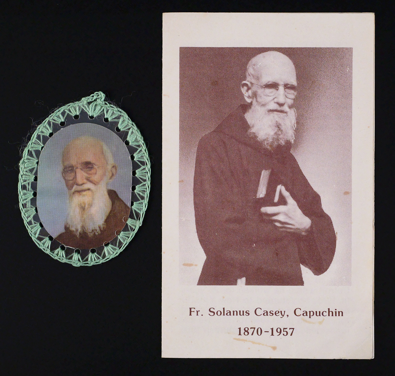 Father Solanus Casey Clothing Relic & Prayer Card