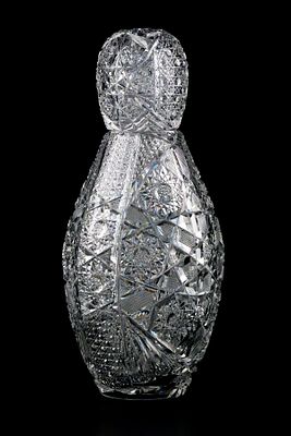 ABCG Decanter Bowling Pin Shape. Antique Brilliant Period Cut Glass unidentified starburst and 