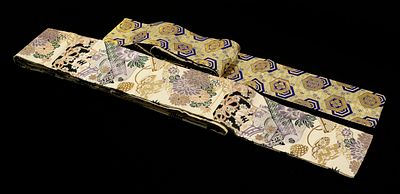 (2) Vintage Japanese Silk Brocade Obi Sash Belt. (2) Vintage Japanese Silk Brocade Obis Sashes 