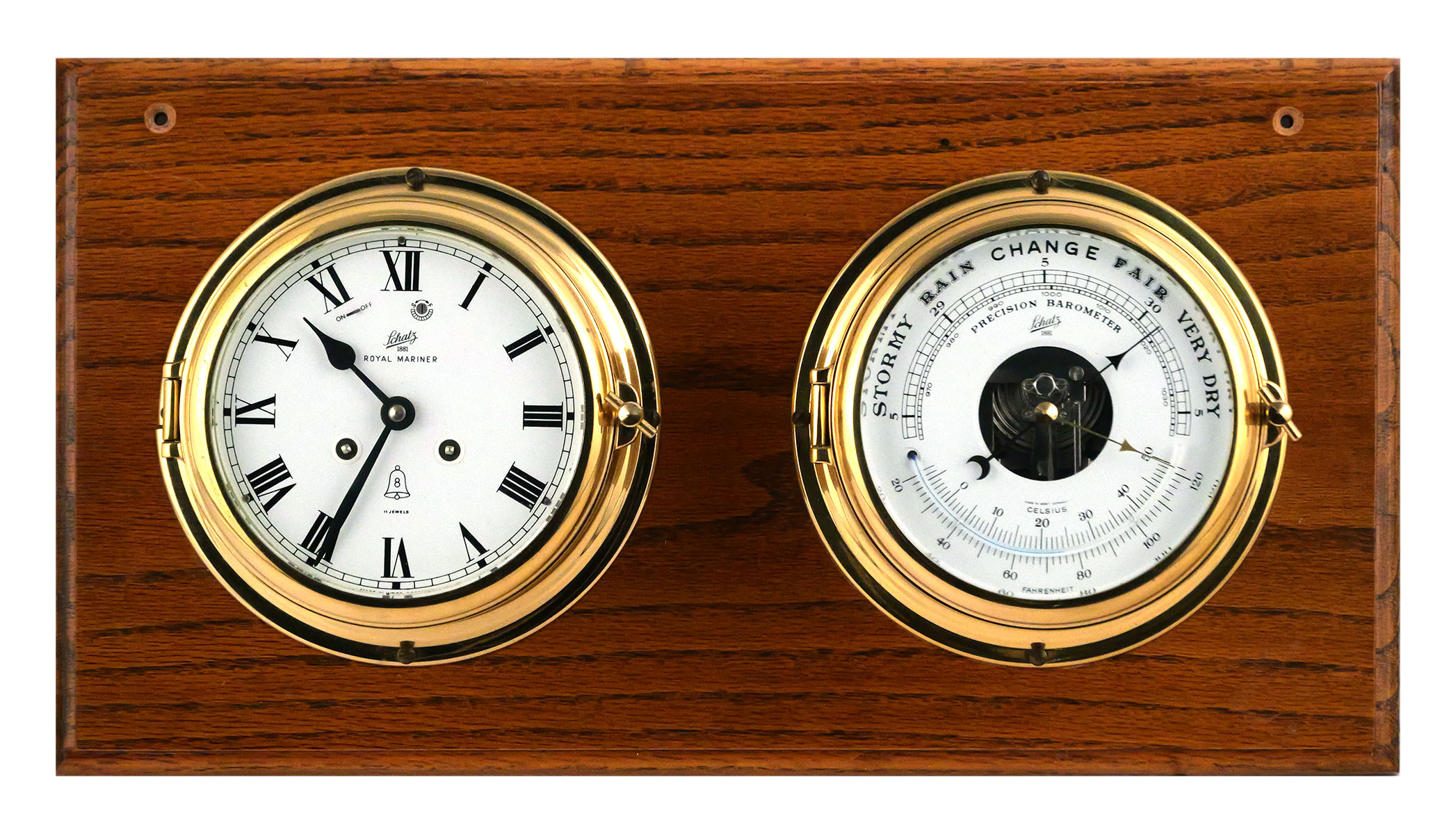 German Schatz Ships Clock and Precision Barometer